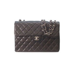 CHANEL A28600 Black Caviar Leather Single Flap Large Matelassé 30 Shoulder Ba...